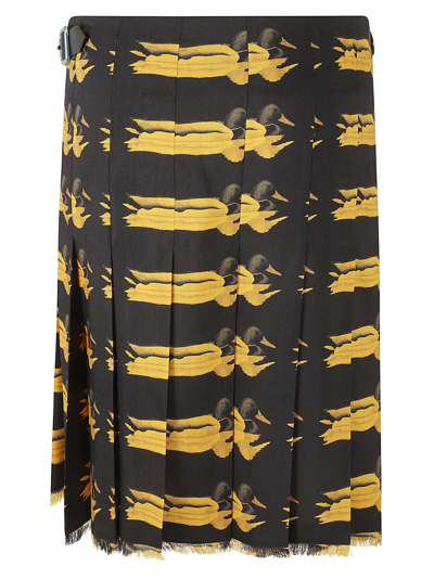 Shop Burberry Monogram Print Pleated Skirt In Pear Ip Check