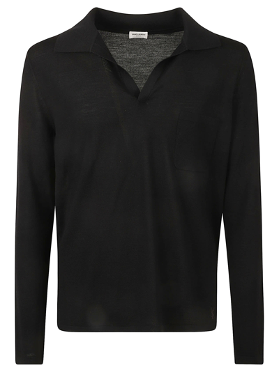 Shop Saint Laurent Short-sleeved Polo Shirt In Black