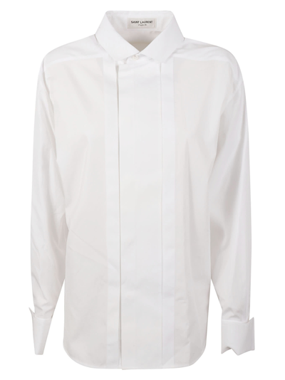 Shop Saint Laurent Pleated Shirt In White