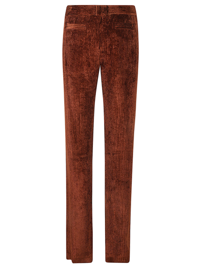 Alberta Ferretti Ribbed Concealed Trousers In Brown