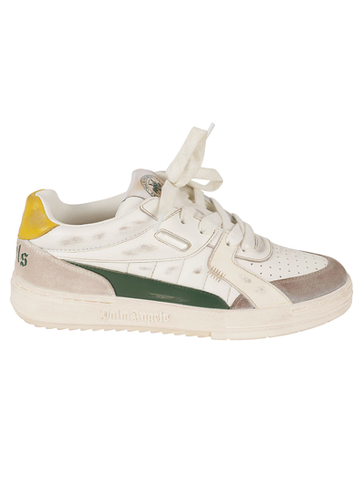 Shop Palm Angels Back Logo Sneakers In White/green