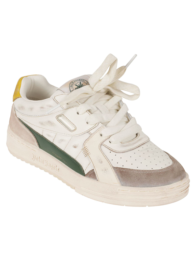 Shop Palm Angels Back Logo Sneakers In White/green