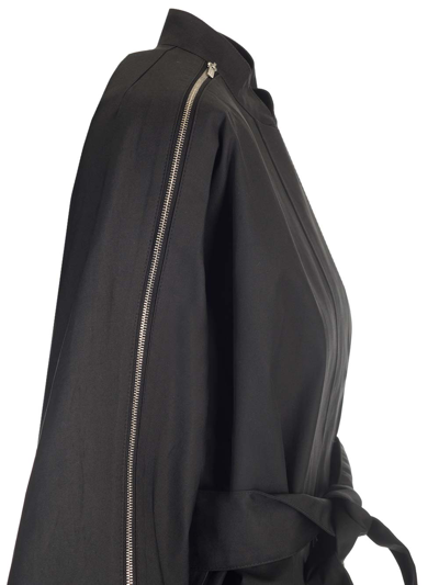 Shop Ferragamo Black Gabardine Trench Coat