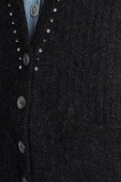Shop Alessandra Rich Cardigan In Black Wool