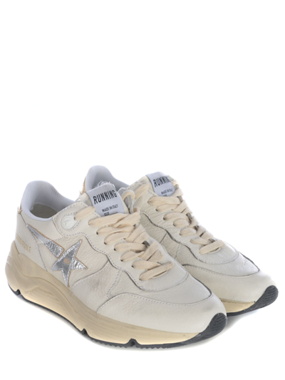 Shop Golden Goose Sneakers  Running In Leather In Bianco