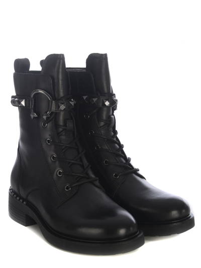 Shop Ash Boots  Floyd In Leather Combat In Nero