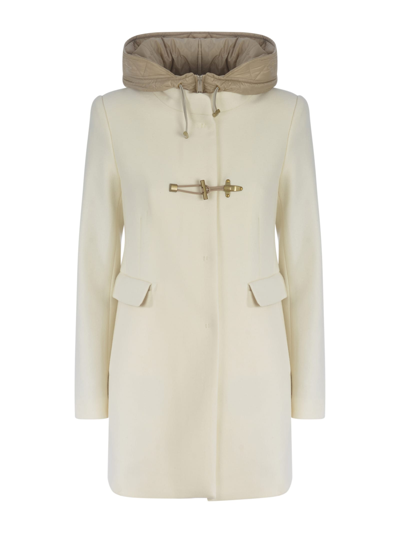 Shop Fay Coat  Toggle In Wool Blend In Panna