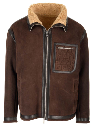 Fendi Brown Shearling Jacket In Brown