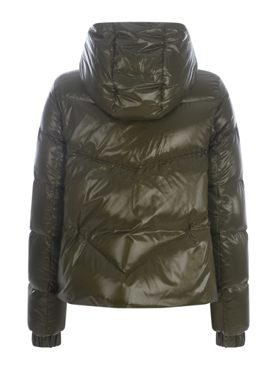 Shop Fay Down Jacket  In Shiny Nylon In Verde Militare