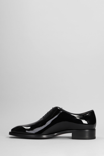 Shop Christian Louboutin Corteo Lace Up Shoes In Black Patent Leather