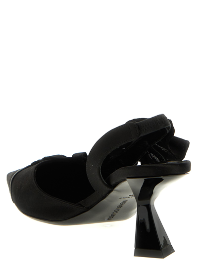 Nensi Dojaka Ruffle-detailed Satin Slingbacks In Black