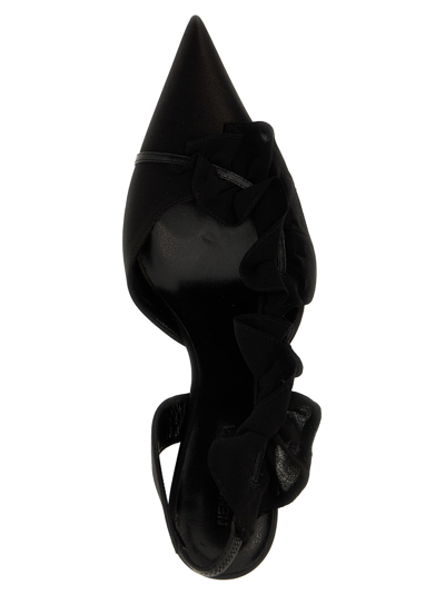 Nensi Dojaka Ruffle-detailed Satin Slingbacks In Black