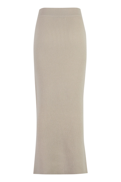 Shop Calvin Klein Ribbed Knit Skirt In Sand
