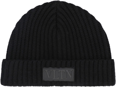 Shop Valentino Garavani - Knitted Virgin Wool Hat In Black