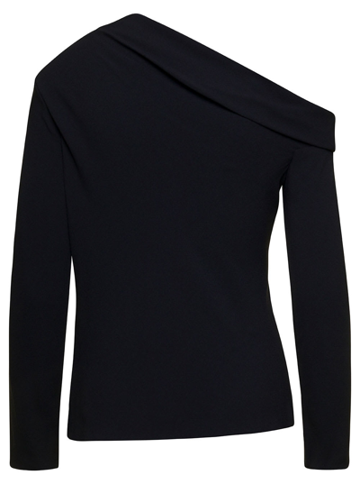 Shop Theory Black Off-shoulder Fitted Top In Viscose Blend Woman