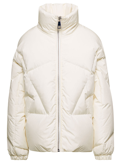 Shop Khrisjoy Moon White Quilted High-neck Down Jacket With Logo Detail In Nylon Woman