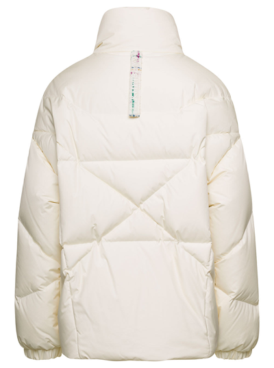 Shop Khrisjoy Moon White Quilted High-neck Down Jacket With Logo Detail In Nylon Woman