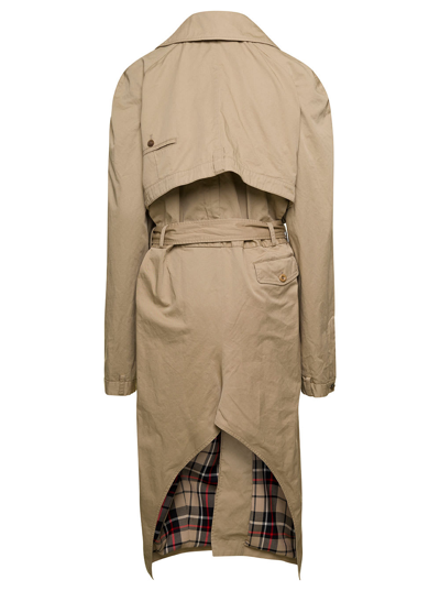 Balenciaga Trench Coat Belted Back Vent In Beige