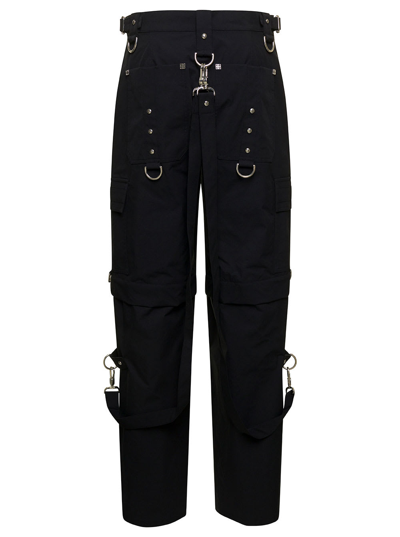 Shop Givenchy Black Two In One Detachable Cargo Pants With Suspenders In Wool And Mohair Woman