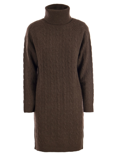 Shop Polo Ralph Lauren Wool And Cashmere Turtleneck Dress In Brown