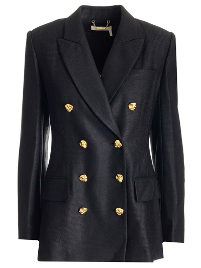 Shop Chloé Long Double-breasted Blazer In Black