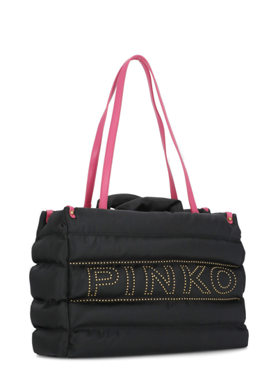 Shop Pinko Logoed Shoulder Bag In Black