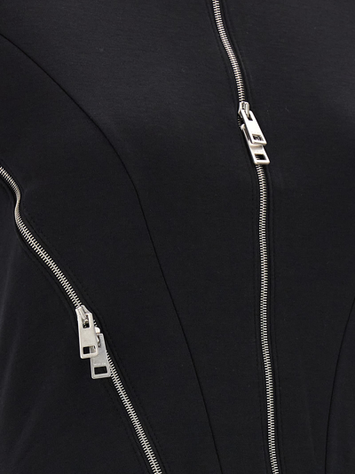 Shop Mugler Zipped Jersey Bodysuit In Black