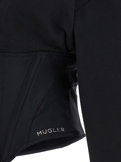 Shop Mugler Corseted Hoodie In Black