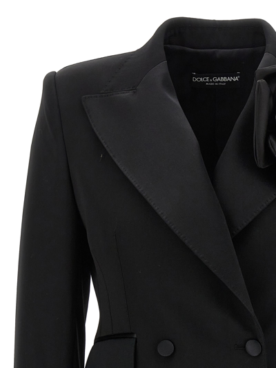 Shop Dolce & Gabbana Flower Application Blazer In Black