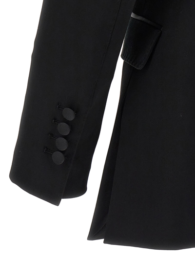 Shop Dolce & Gabbana Flower Application Blazer In Black