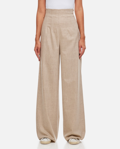 Shop Max Mara Venas High Waisted Wide Leg Trousers In Beige