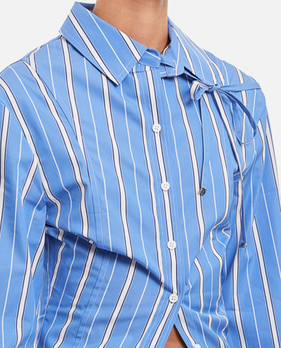 Shop Jacquemus La Chemise Ruban Stretch Cotton Shirt In Clear Blue