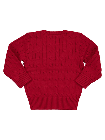 Shop Polo Ralph Lauren Crew-neck Cotton Cable-knit Sweater In Red