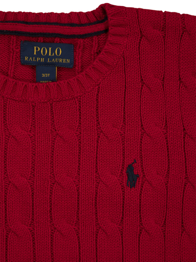 Shop Polo Ralph Lauren Crew-neck Cotton Cable-knit Sweater In Red