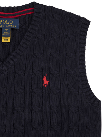Shop Polo Ralph Lauren Cable-knit Cotton Waistcoat In Navy