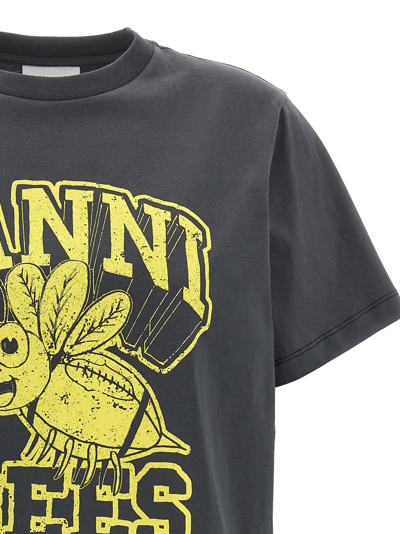 Shop Ganni Bees T-shirt In Gray