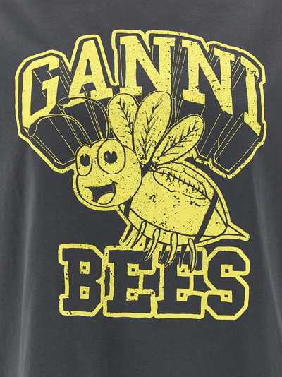 Shop Ganni Bees T-shirt In Gray