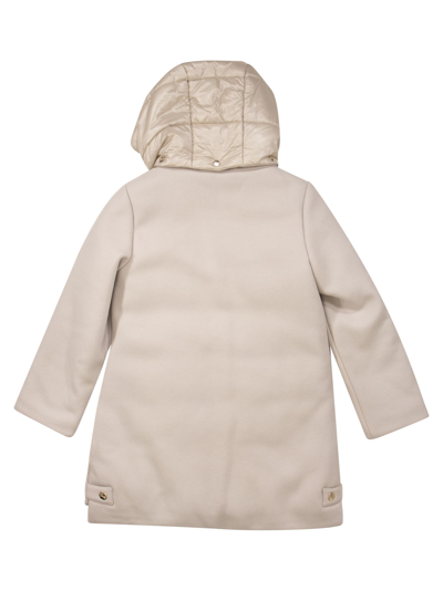 Shop Herno Wool And Nylon Coat With Hood In Champagne