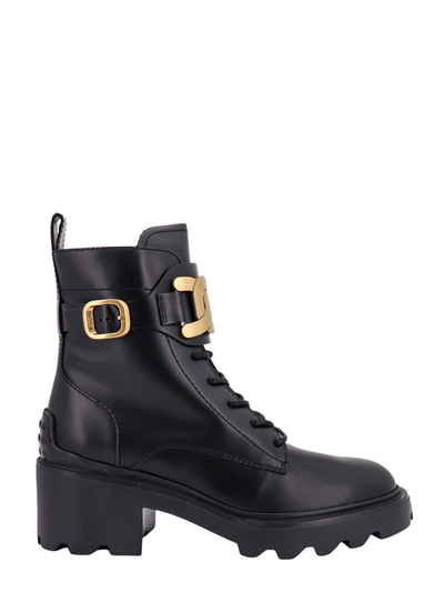 Shop Tod's Leather Ankle Boots With Iconic Metal Detail