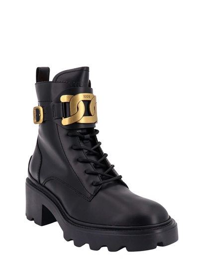 Shop Tod's Leather Ankle Boots With Iconic Metal Detail