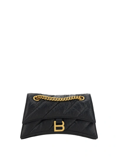 Shop Balenciaga Leather Shoulder Bah With Metal Monogram