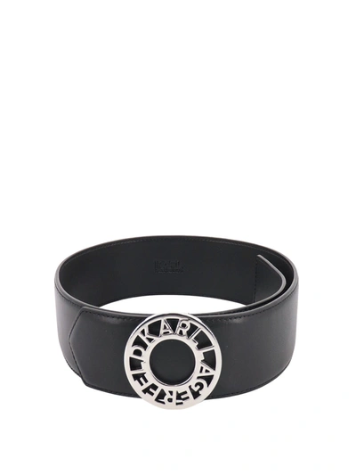 Shop Karl Lagerfeld Belt With Metal Logo Buckle   This Product Was Crafted Using A Minimum Of 50% More Sustainable Mater