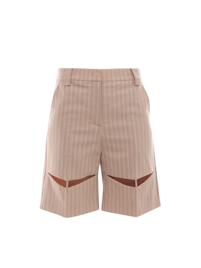 Shop K Krizia Wool Blend Bermuda Shorts With Striped Motif