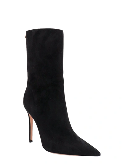 Shop Gianvito Rossi Suede Boots With Metal Logo On The Side