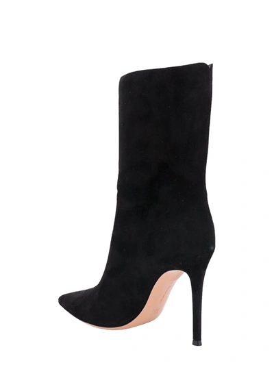 Shop Gianvito Rossi Suede Boots With Metal Logo On The Side