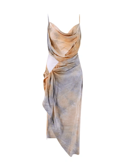 Shop Off-white Certified Viscose Dress With Drapery