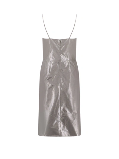 Shop Maison Margiela Laminted Cotton Dress With Frontal Bow