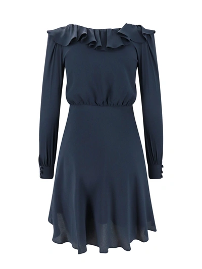 Shop Alessandra Rich Silk Blend Dress With Velvet Bow