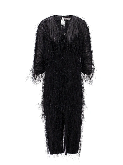 Shop Lanvin Paris Viscose And Silk Dress With Rafia Details