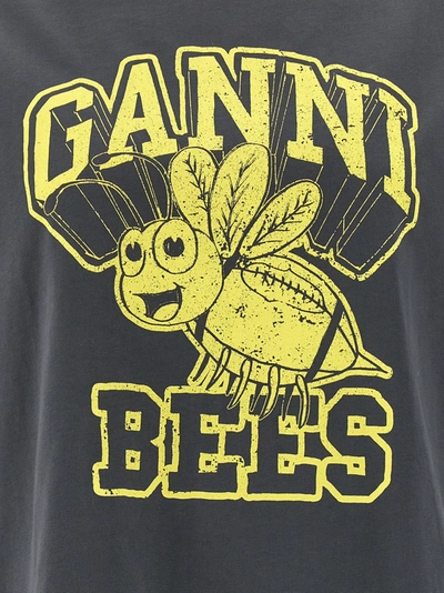 Shop Ganni Bees T-shirt Gray